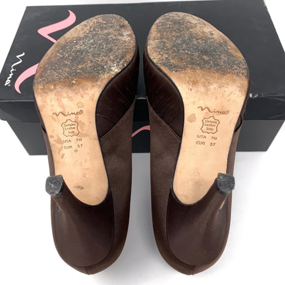 Nina Shoes Fashion-LS Chocolate Luste Heels Sz 7 - Picture 6 of 8